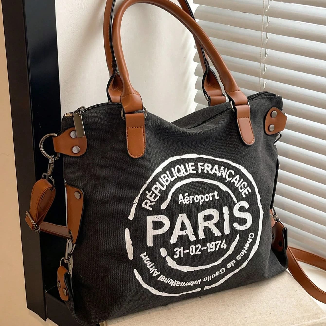 Sac fourre-tout décontracté de grande capacité, sac à bandoulière élégant pour étudiants, travail et