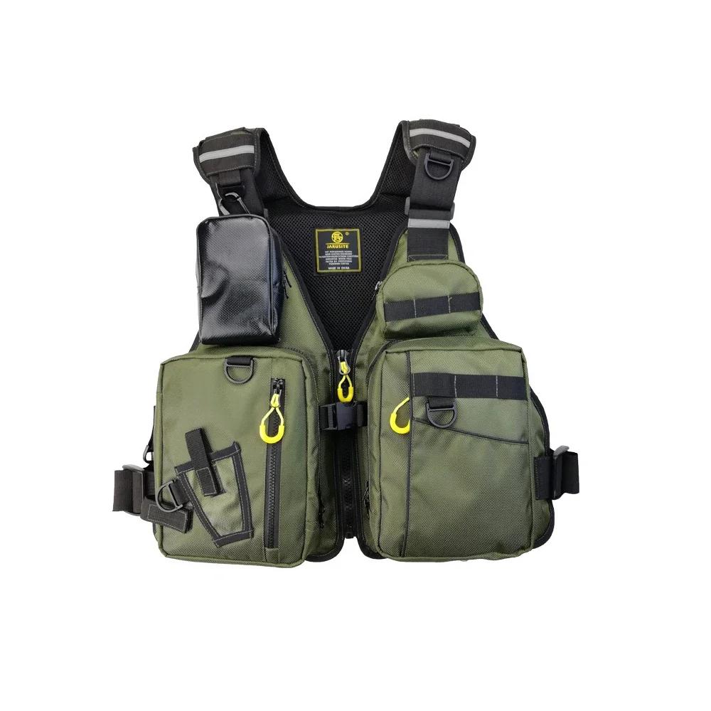 Gilet de pêche multifonctionnel pour hommes avec plusieurs poches, gilet de sauvetage de sécurité fl