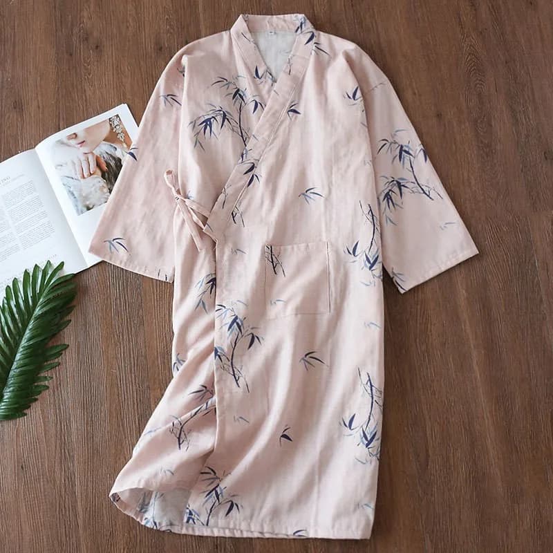 Peignoir Kimono Style Japonais pour Femme 2026 Nouveauté 100% Coton Gaze Pyjama Robe de Nuit Confort
