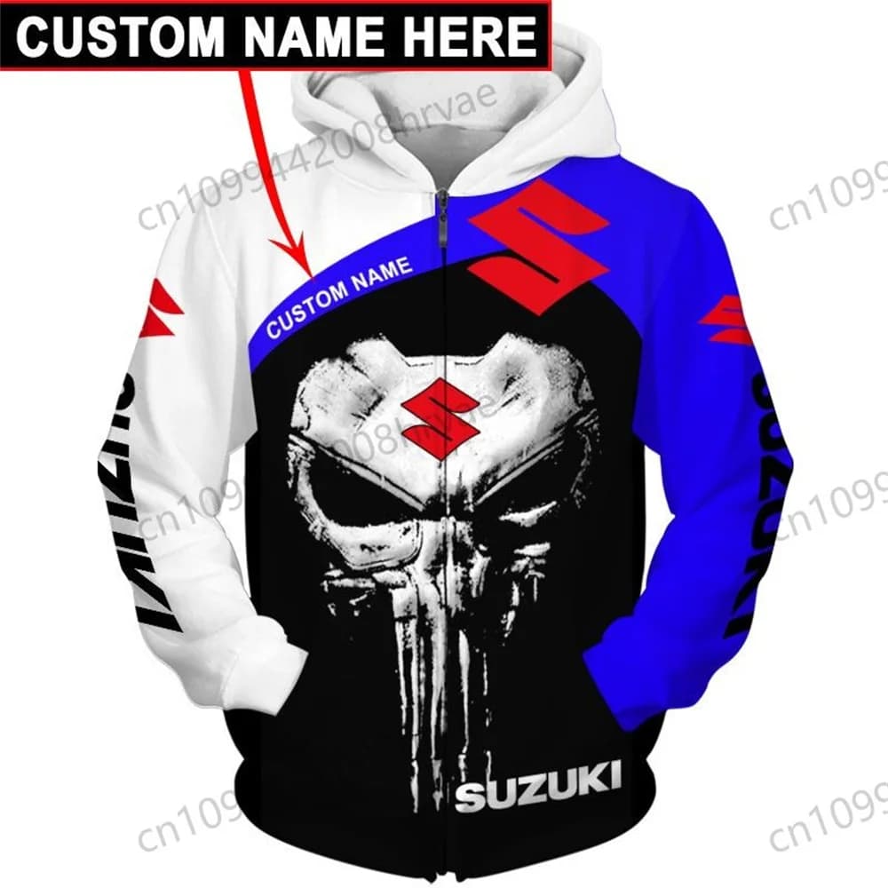 Sweat à capuche de course de moto Suzuki personnalisé, unisexe pour le printemps et l'automne, veste