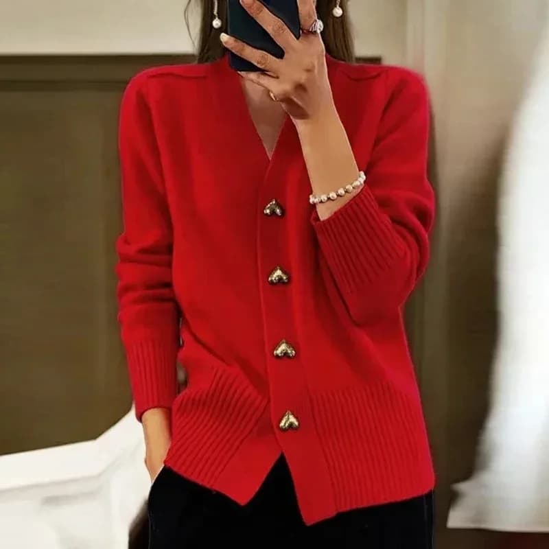 Automne hiver pull Cardigan femmes décontracté à manches longues col en V tricoté pull femmes à manc