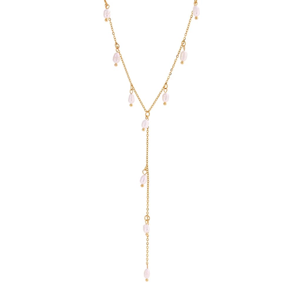 E.B.belle-Collier Pompon Perle D'eau Douce En Forme De Y, Clavicule, Bijoux De Luxe En Acier Inoxyda