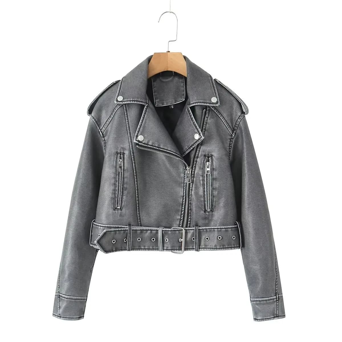 BBWM veste en cuir PU décontracté dame revers fermeture éclair veste en cuir moto manteau printemps 