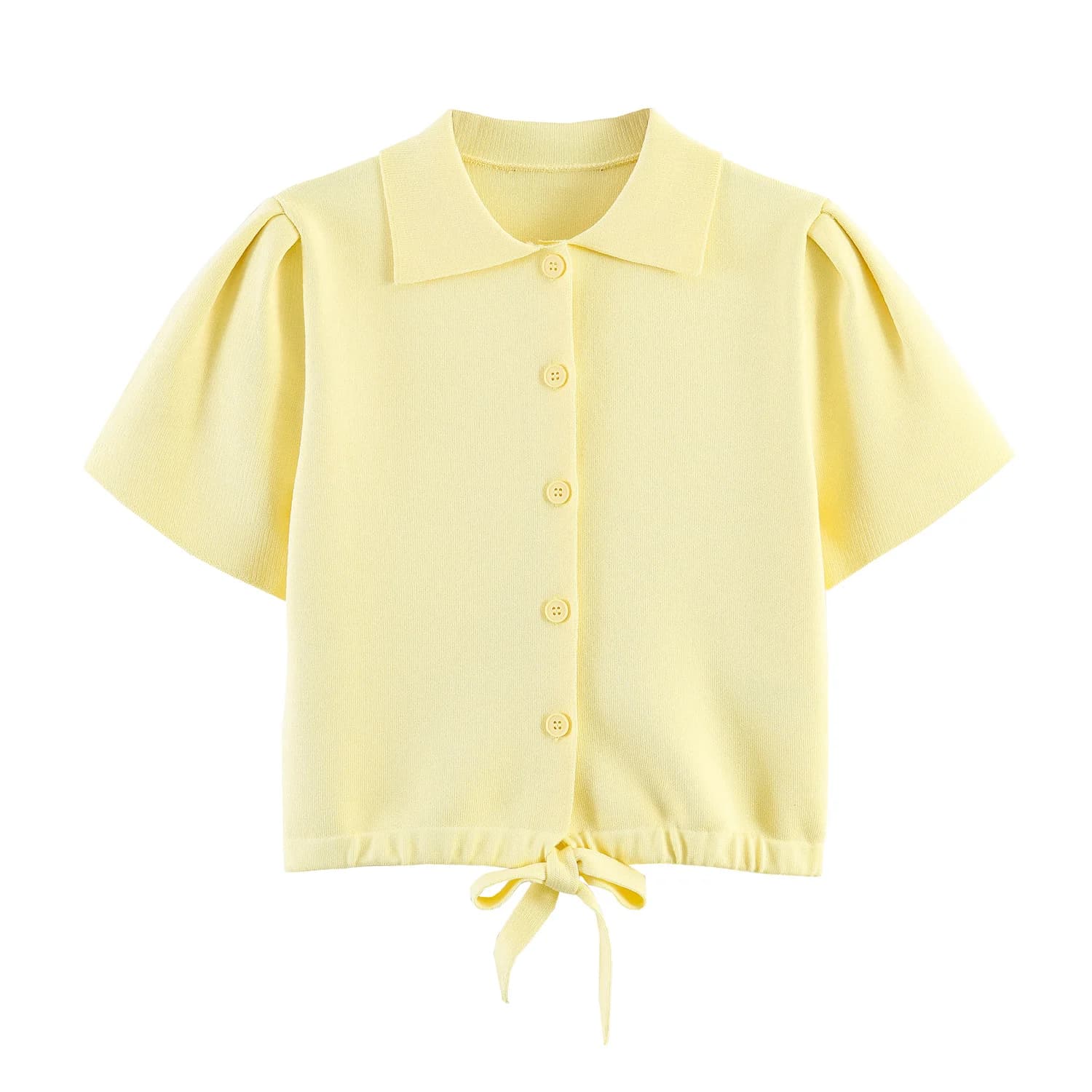 Cardigan pour femme avec lien, Nouvelle collection Printemps-Été 2026, Col à revers, Manches courtes