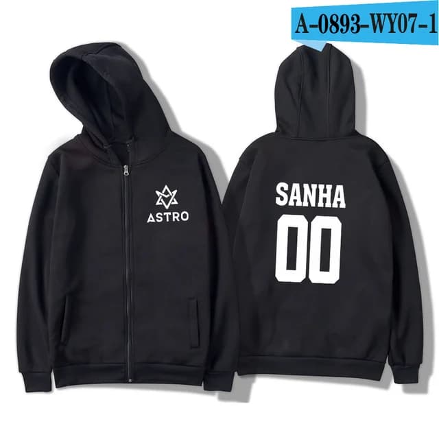 KPOP ASTRO STAR groupe manteau à capuche avec fermeture éclair automne hiver veste Harajuku Streetwe
