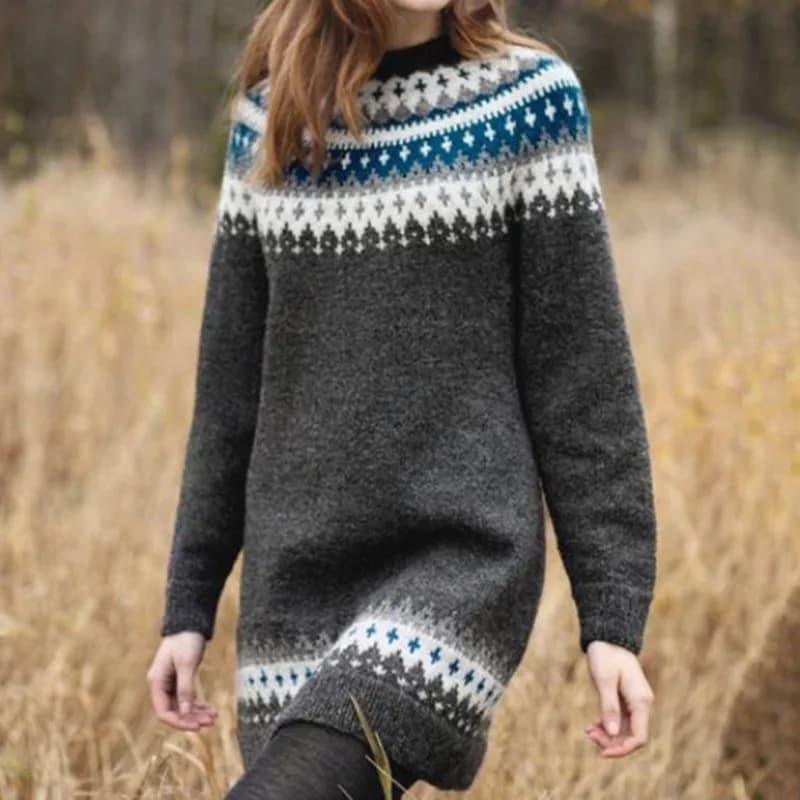 Jupe pull en Jacquard rétro, robe longue pour femmes, mode automne/hiver 2025