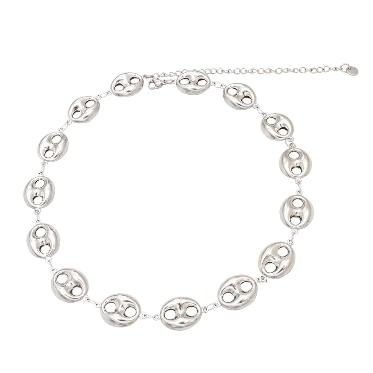 Collier chaîne à breloques en forme de grain de café pour femmes, ras du cou en acier inoxydable 316