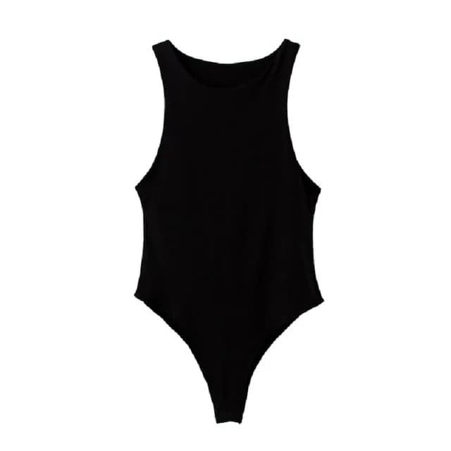 Body Sexy sans manches pour femmes, Streetwear, gaine, entrejambe, basique, solide, haut global, Sli