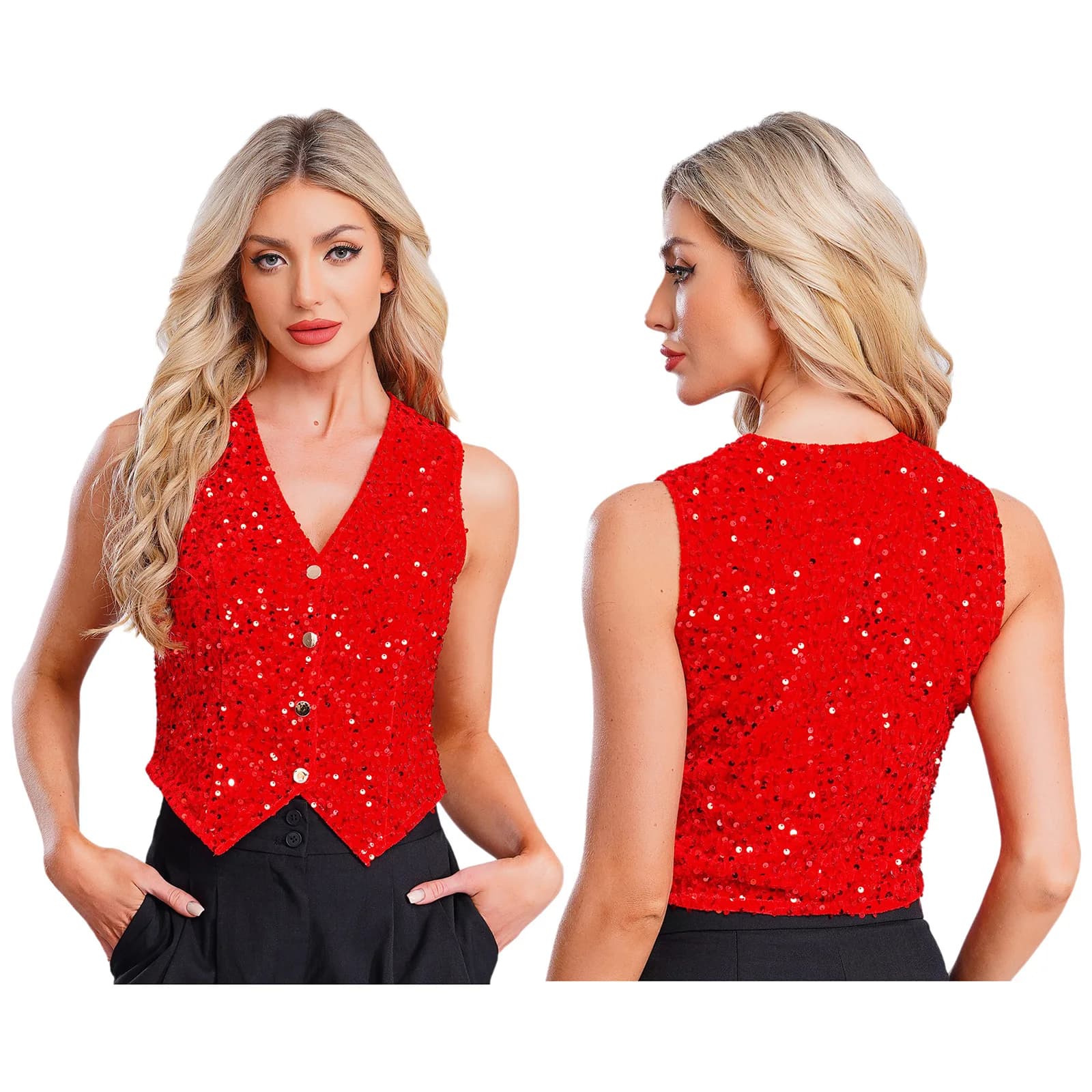 Gilets de soirée scintillants pour femmes, sans manches, à paillettes, pour l'été, les soirées dansa