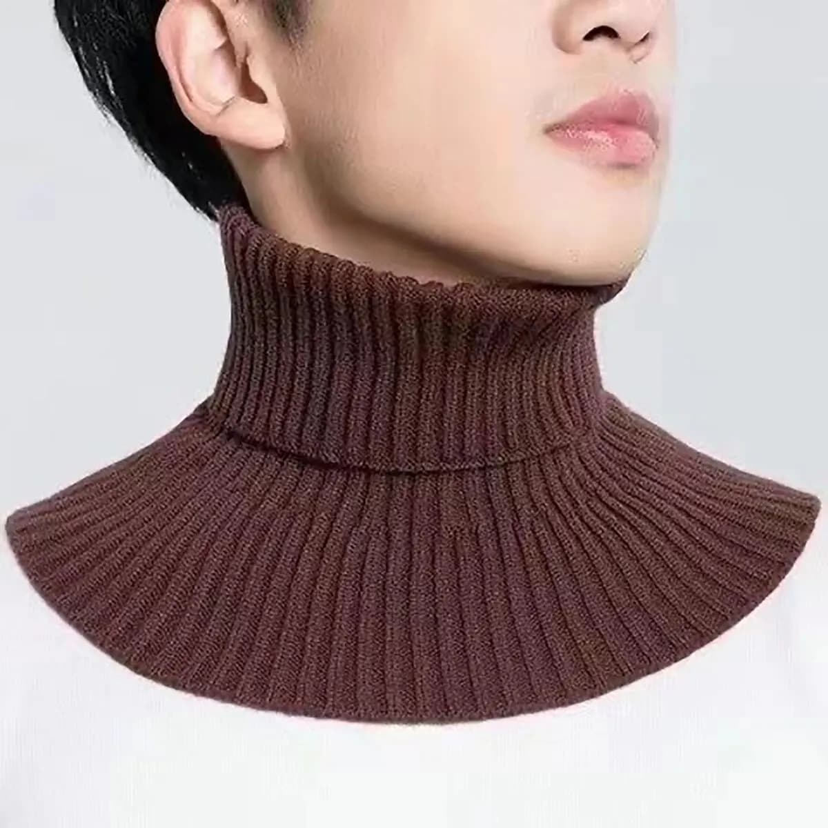 Collier à col roulé tricoté en coton détachable d'hiver pour les hommes faux collier Fashion Stripe 