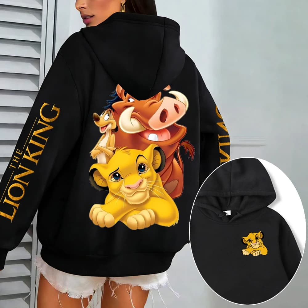 Sweat-shirt à capuche Le Roi Lion pour femme, motif dessin animé, printemps automne, nouveau style c