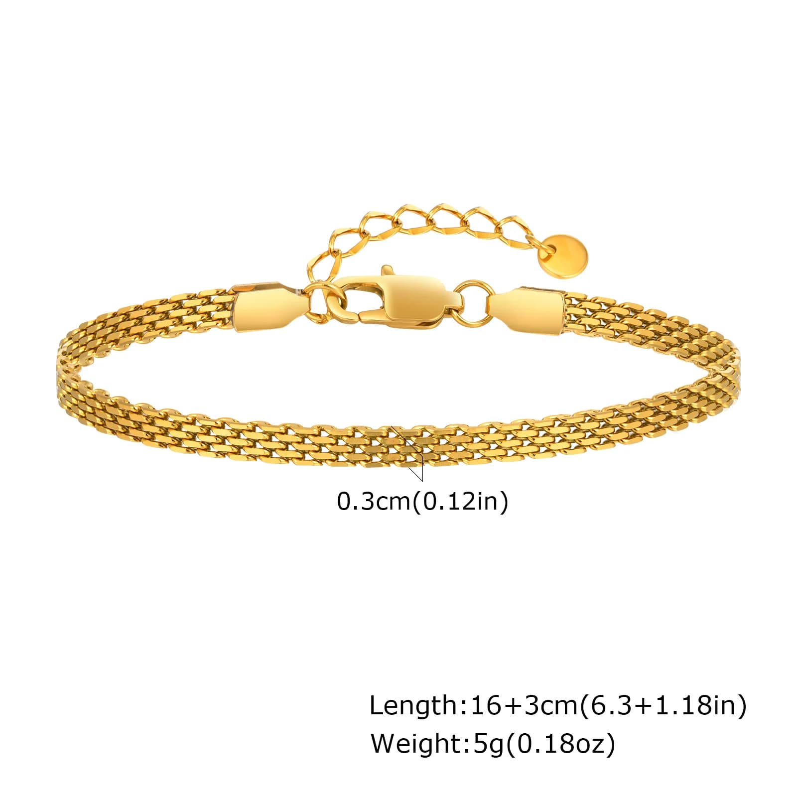 Bracelet chaîne à maillons en maille Vintage pour femmes, Bracelet chaîne italienne en acier inoxyda