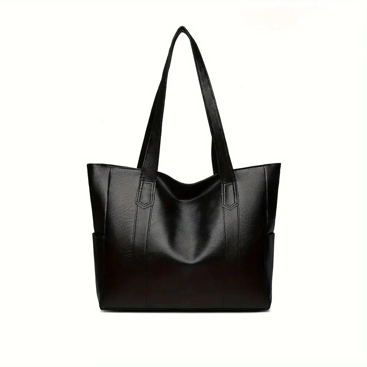 Sac à main vintage grande capacité pour femme, sac à bandoulière uni vintage, sac à main décontracté