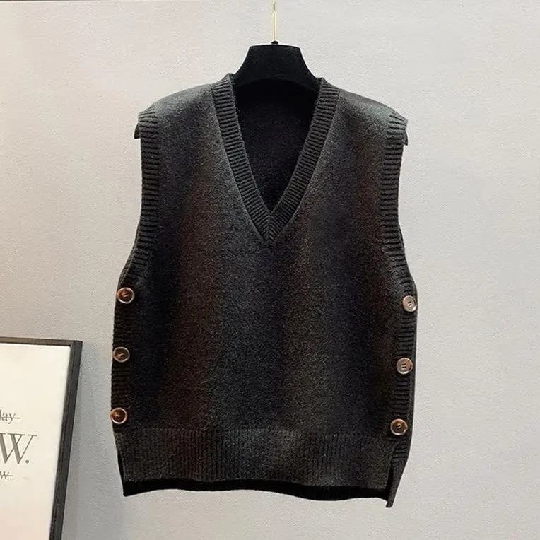 Gilet pull sans manches en tricot rétro à col en V pour femme, collection automne-hiver 2026, style 