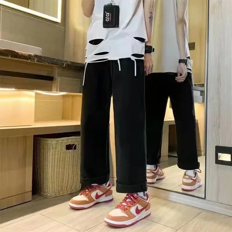 Sakura jean brodé personnalisé mode de rue jambes larges jambes larges multifonctionnel lavage propa