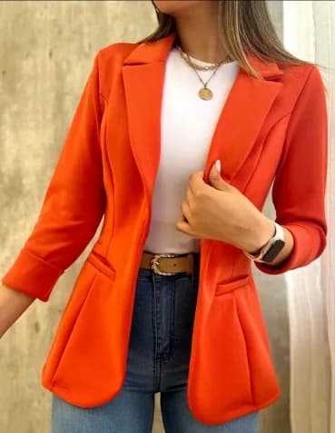 Femmes Simple Blazer manteau décontracté col rabattu manteaux à manches longues coupe ajustée sur me