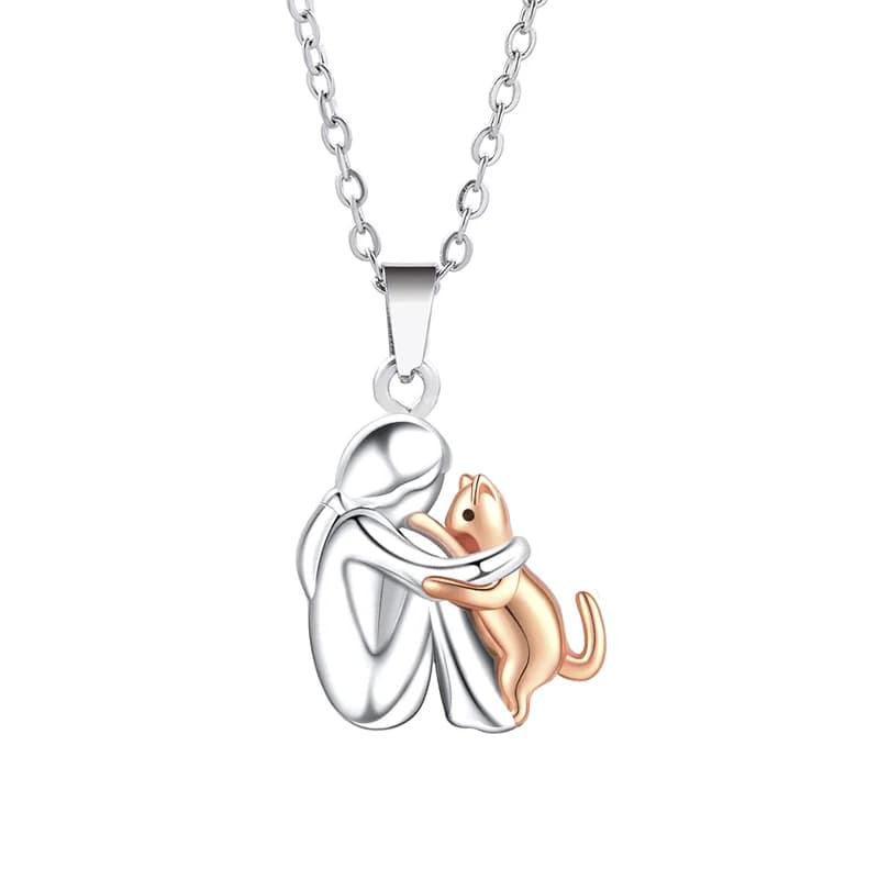 Collier pendentif chat plaqué or Rose et argent pour femmes et filles, chat mignon, maman, bijoux, a