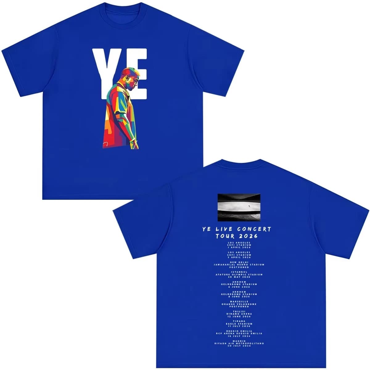 T-shirt imprimé Kanye West Tour 2026, unisexe, en coton, vintage, à manches courtes, vêtements décon