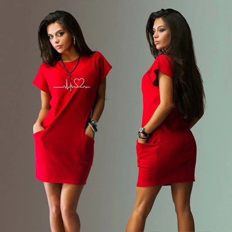 Robe t-shirt femme col rond, longueur genou slim, manches courtes, jupes imprimées décontractées, ét