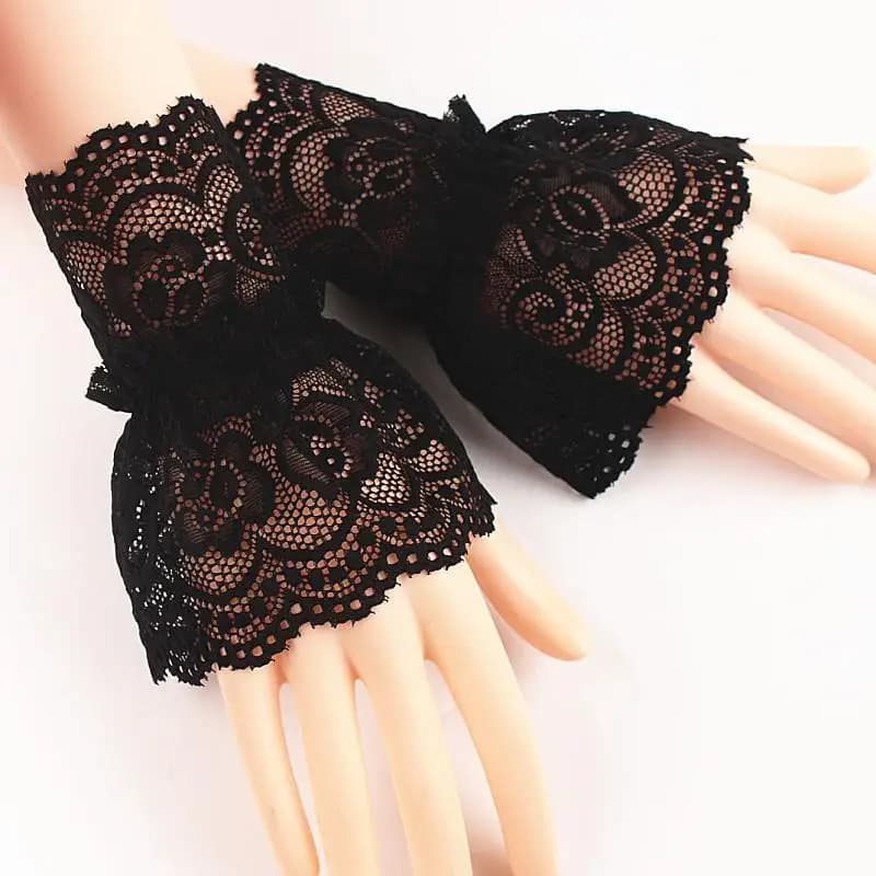Femmes dentelle volants manchette coude manches automne hiver détachable fausse manches bras couvre 