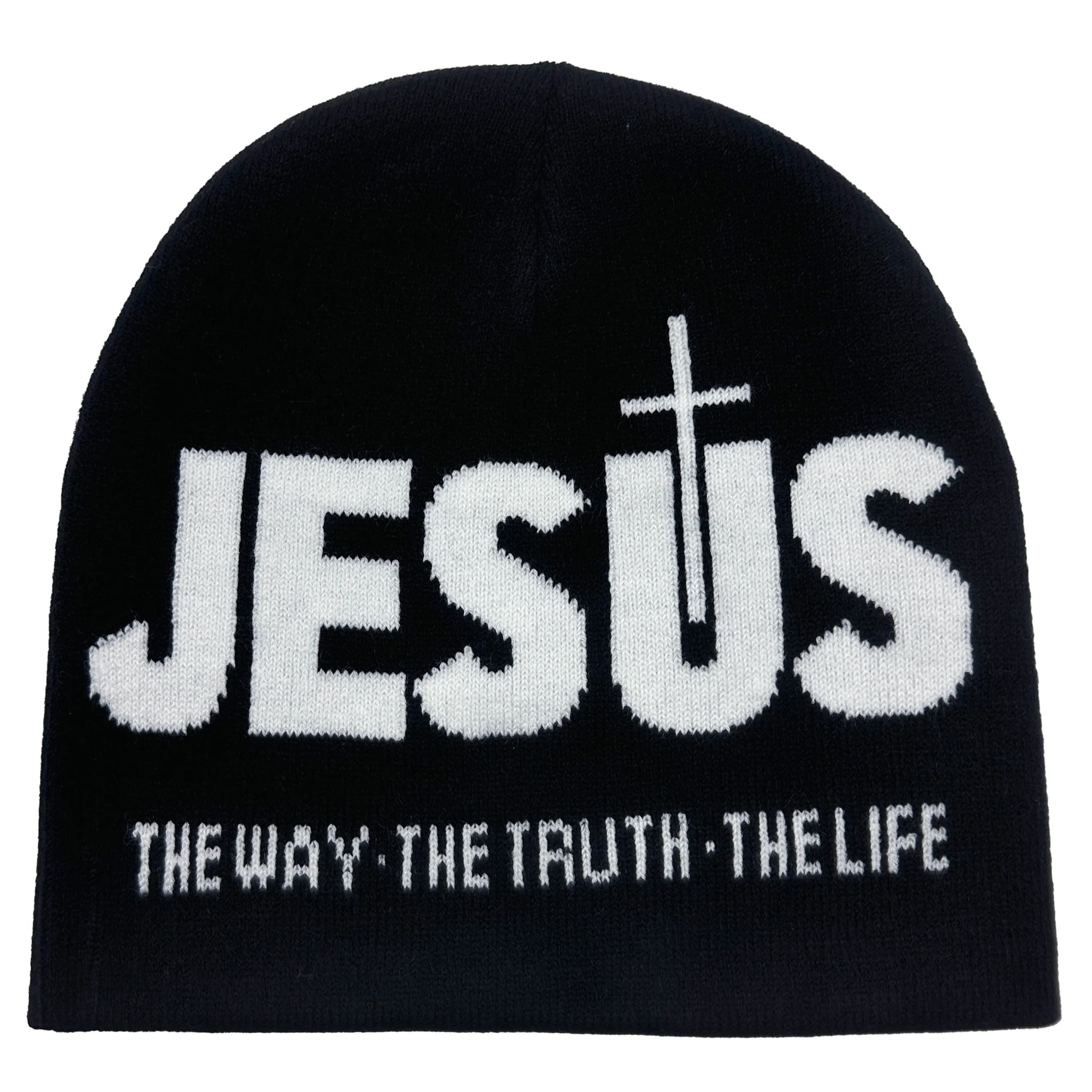 Chapeau tricoté en Jacquard Alphabet JESUS, chapeau thermique d'extérieur, pull unisexe, automne/hiv