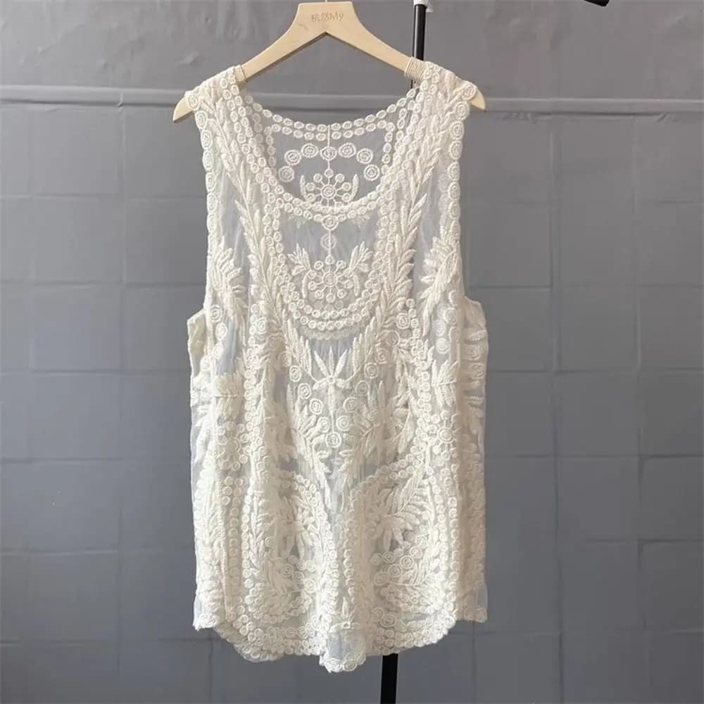 Chemise en crochet floral amissié pour femme, haut sexy en tricot, respirant, nouveau