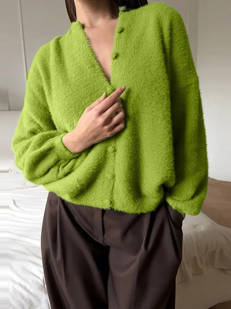 Cardigans en tricot à col rond boutonnés pour femmes, décontractés, à manches longues, à simple bout