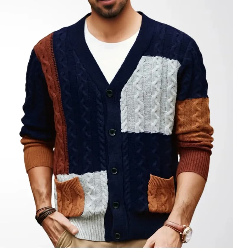 Pulls Jacquard Camouflage Vintage pour Hommes 2026 – Manteaux Tricotés à Revers Automne Hiver – Vest