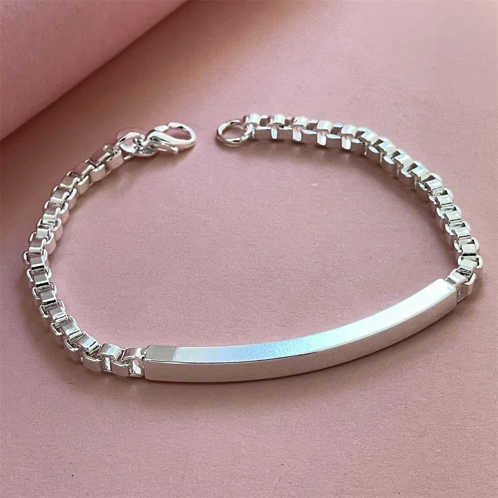 Joaillerie fine en argent regardé 925 pour homme, bracelet de mariage, boîte vénitienne, produit de 
