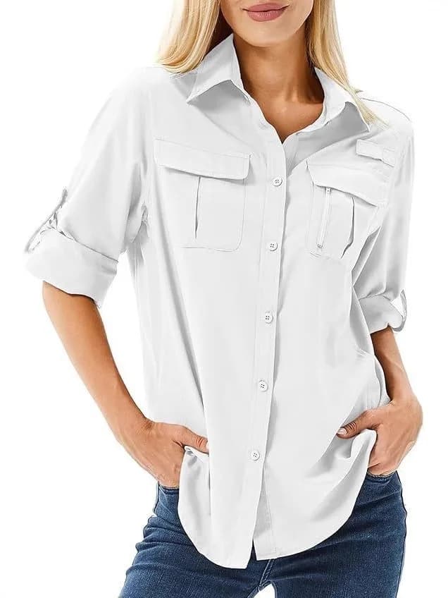 Chemise décontractée pour femmes, cardigan à boutons uni tendance, manches longues, coupe régulière,