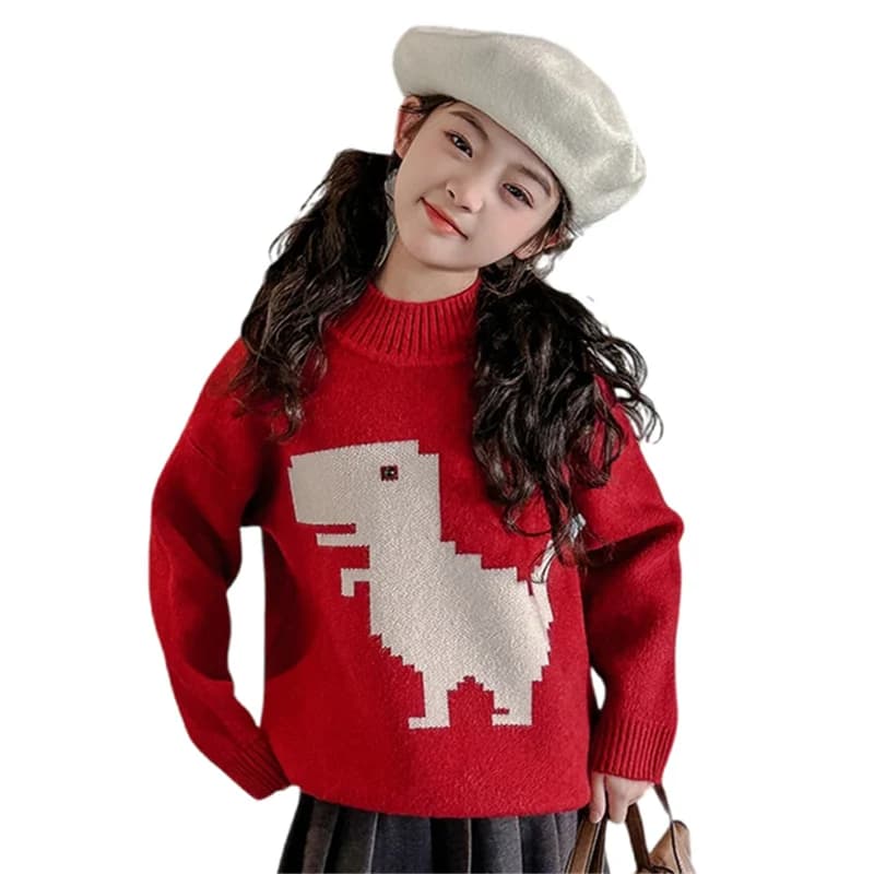Pull de Noël dinosaure pour enfants, tricots décontractés avec dragon, dessin animé mignon, tenues p