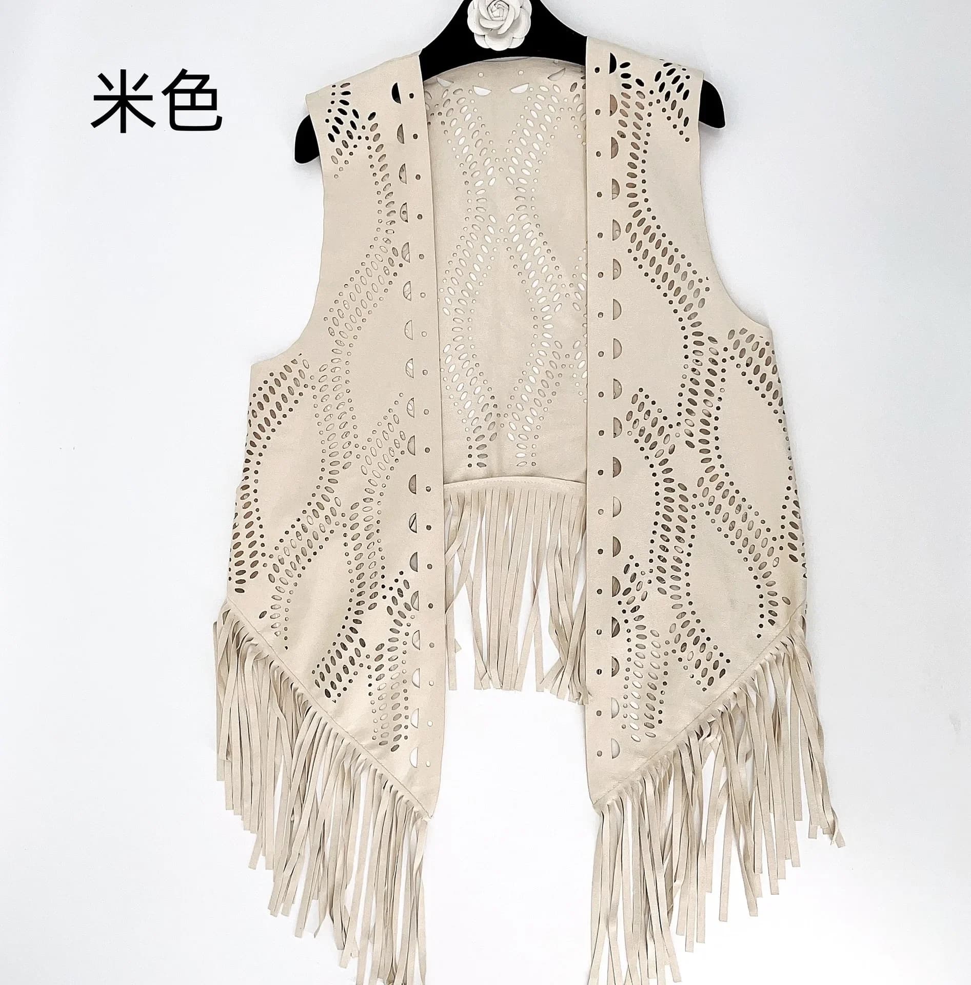 Gilet en daim frangé pour femme, fausse fourrure, fibroglaTassel, été, livraison directe