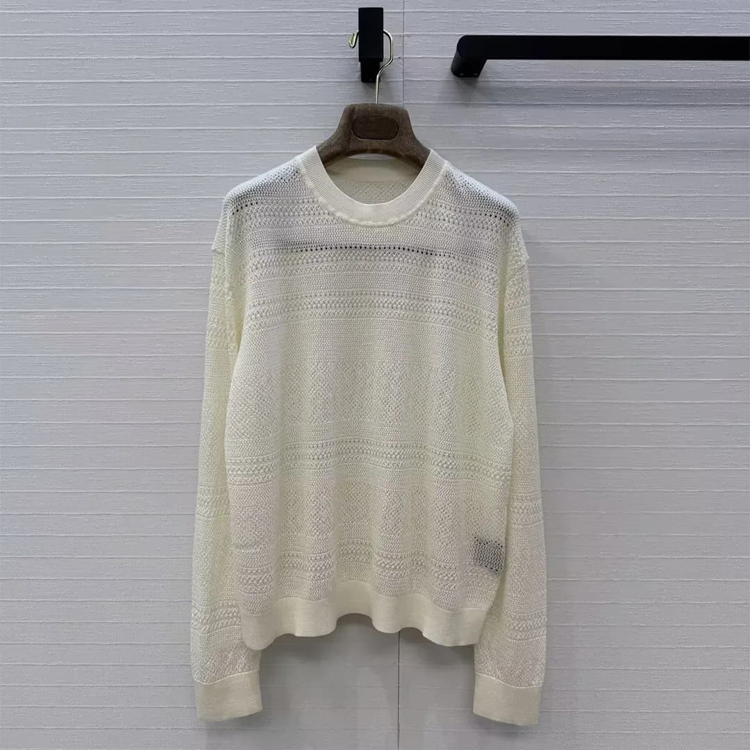 Pull en laine et soie tricoté style Old Money rétro pour femme, motif géométrique ajouré au crochet,