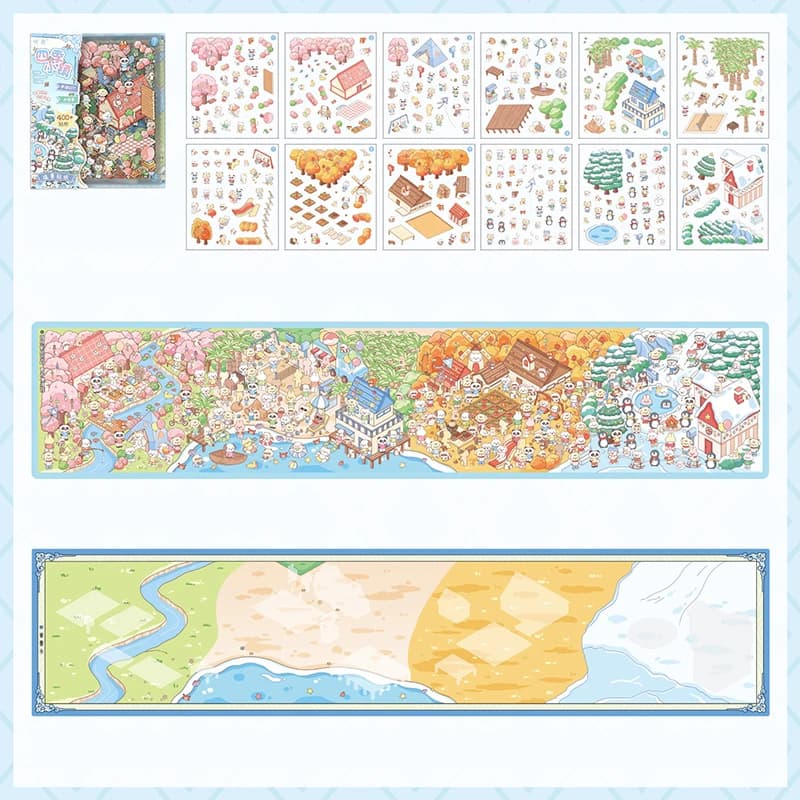 1 jeu d'autocollants pour la série d'un jour de l'île mignonne, comprenant des autocollants paysager
