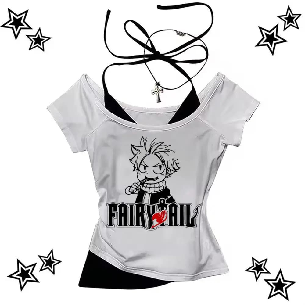 Fairy Tail chemise femmes coloré Pastel esthétique hip hop rétro kawaii chemise Punk streetwear numé