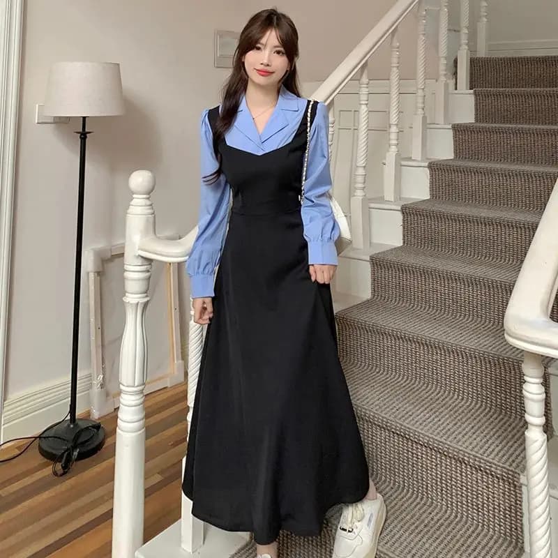 Robe de soirée élégante à manches longues pour femmes, col de costume, luxe, ample, ligne A, épaisse