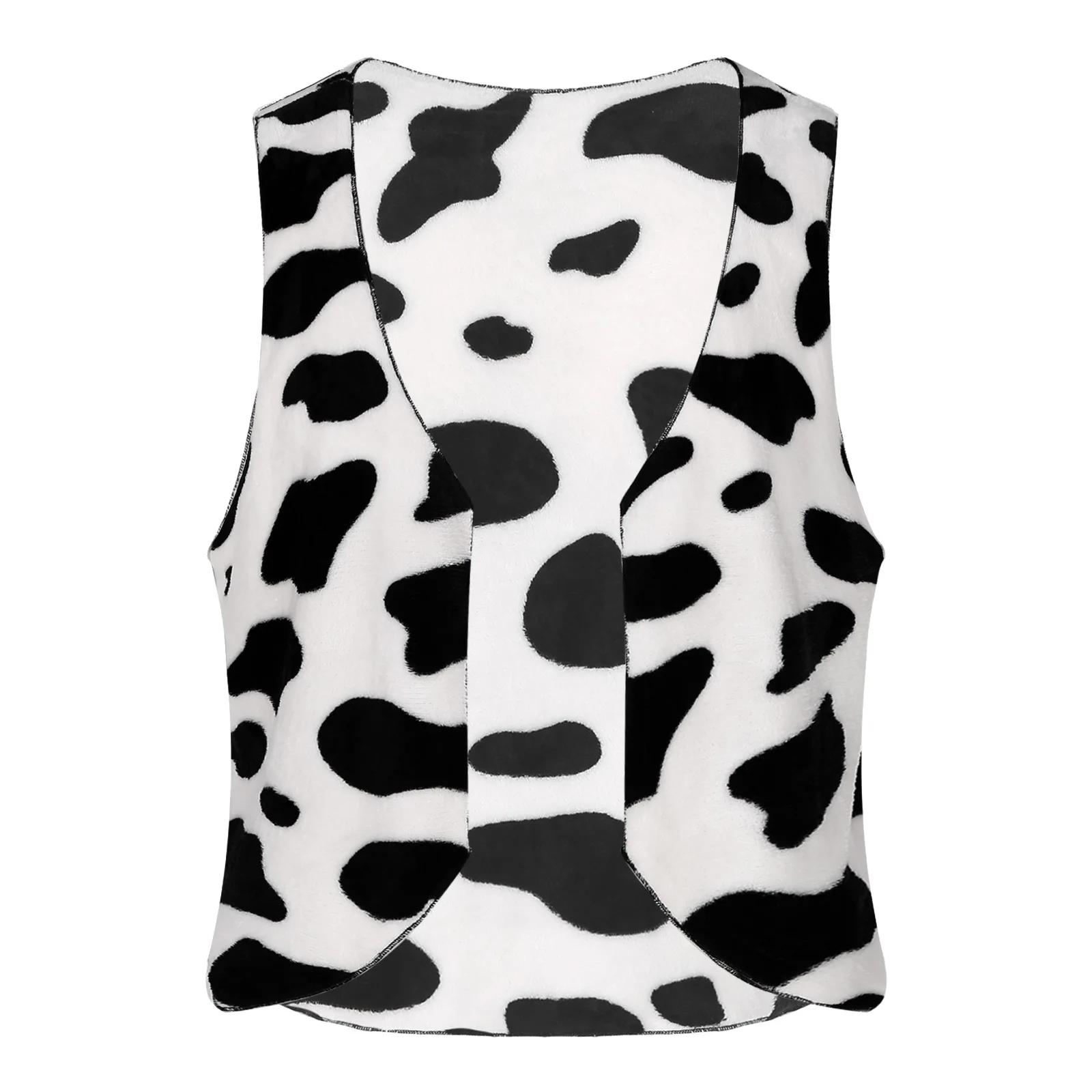 Costume de cosplay de cowboy western rétro pour homme, gilet en flanelle à imprimé vache, pantalon d