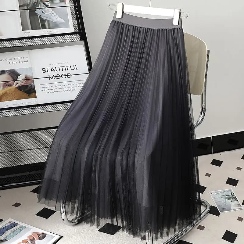Jupe en maille plissée dégradée à taille élastique pour femmes, jupes douces assorties, vêtements dé