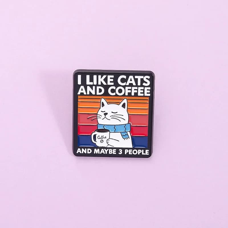 Dessin animé animé café chat émail broches personnalisé animal métal broches revers Badges drôle exq