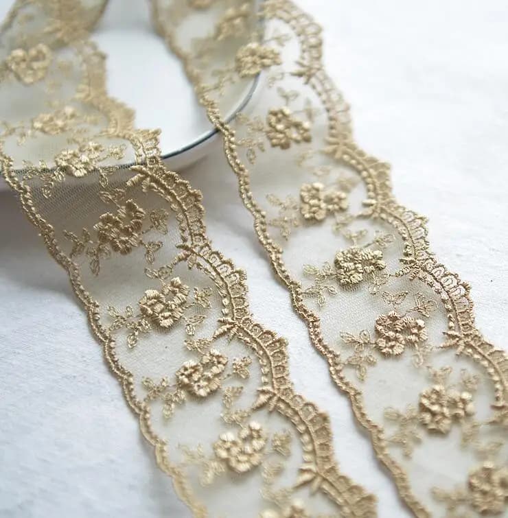Filet de fleurs en fil d'or Champagne de 3 mètres, garniture en dentelle, broderie, accessoires en d