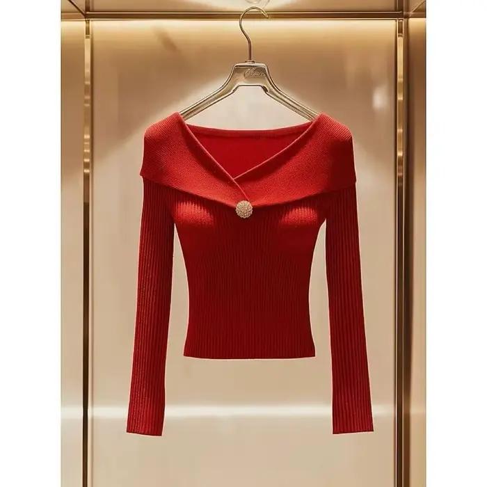 Pull Slim à Manches sulfpour Femme, Manteau Chic, Haut de Gamme, Automne et Hiver, Y2k