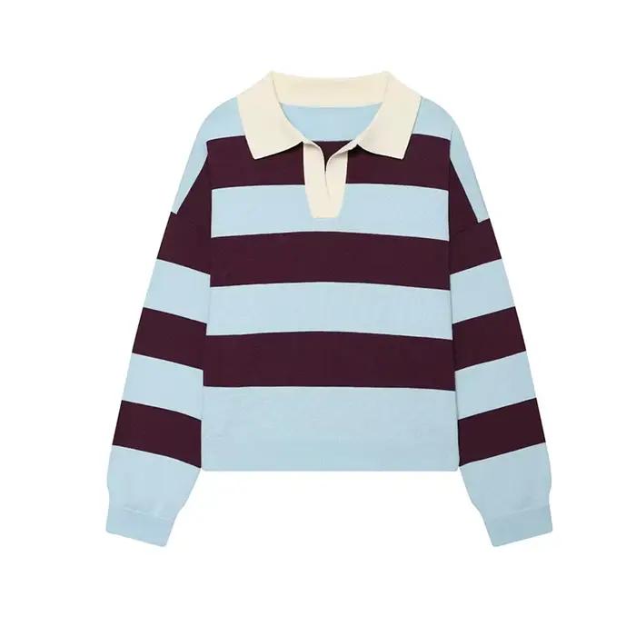 Pull pour femme automne 2026, nouvelle mode, rayé, ample, élégant, pull chaud pour femme, chic, pour