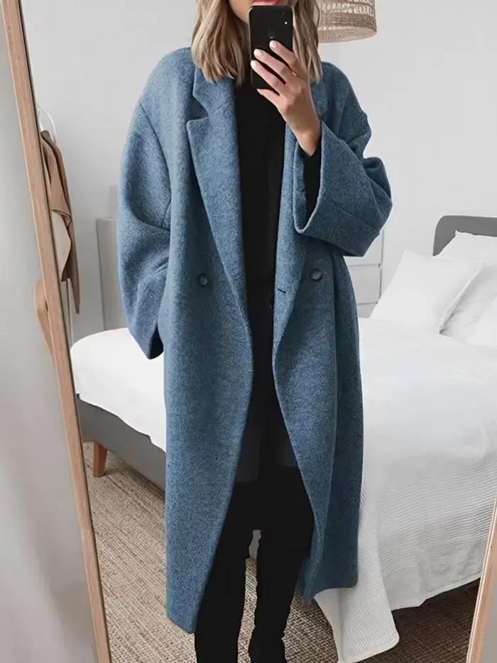 Veste Cardigan élégante en laine pour femmes, avec col rabattu, fermeture à Double bouton, pour les 