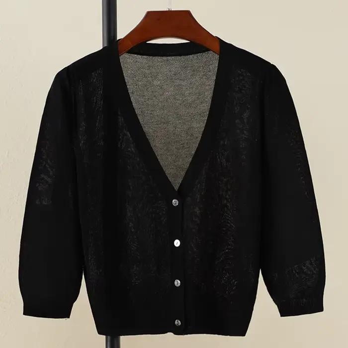 cardigan femme ete légère crop top manche longue en crochet pull laine à tricoter fin jersey vêtemen