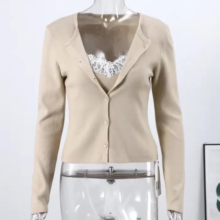 Cardigan tricoté à col en fausse fourrure pour femme, col en v, simple boutonnage, manches longues,
