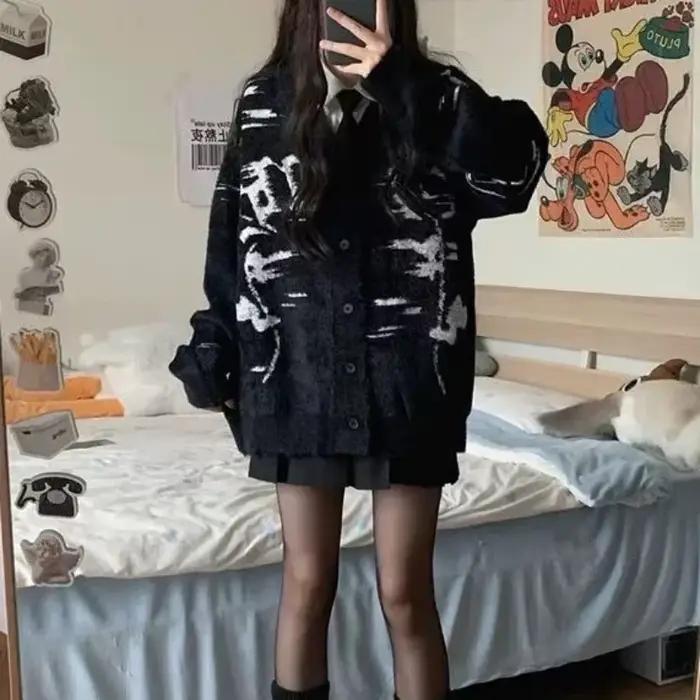 Pull femme noir hauts en tricot pour femme Cardigan rayé automne hiver 2025 pas cher et élégant offr