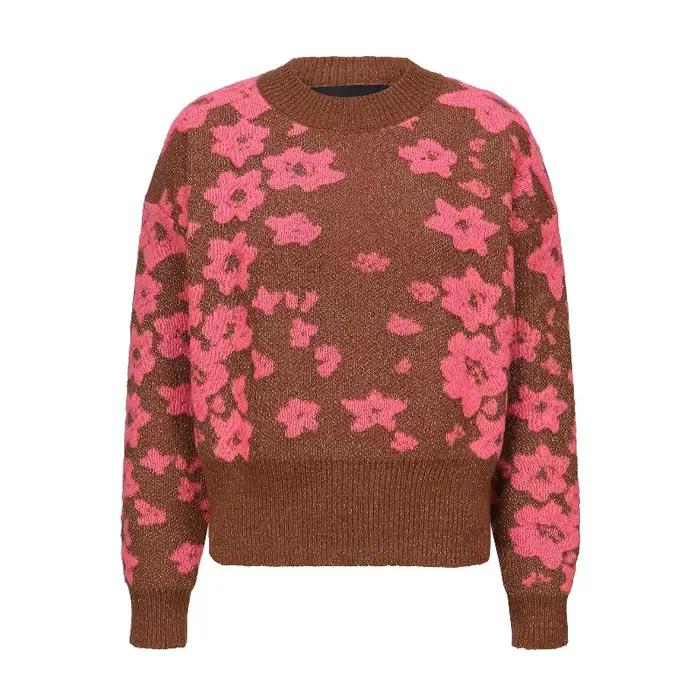 Pull tricoté en Jacquard pour femme, pull ample tricoté, automne et hiver