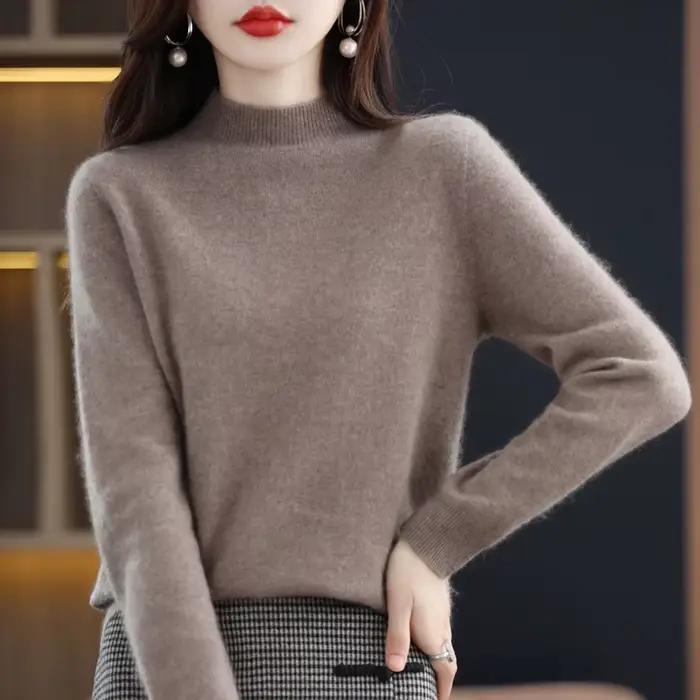 Pull en Cachemire pour Femme, 100% Laine Mérinos, Chaud, Nouvelle Collection Hiver 2024