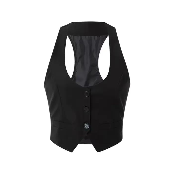 Gilet habillé pour femmes, dos nageur, bouton, veste Vintage Steampunk, sans manches, costume de smo