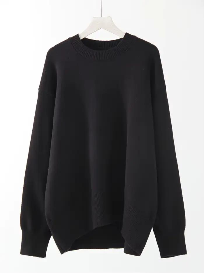 MiuKoMiYa femmes hiver surdimensionné pull bordeaux col rond Vintage pulls en vrac chandails de noël